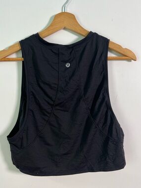Lululemon Black Cropped Tank Pickleball Tennis Preppy Workout Size 4